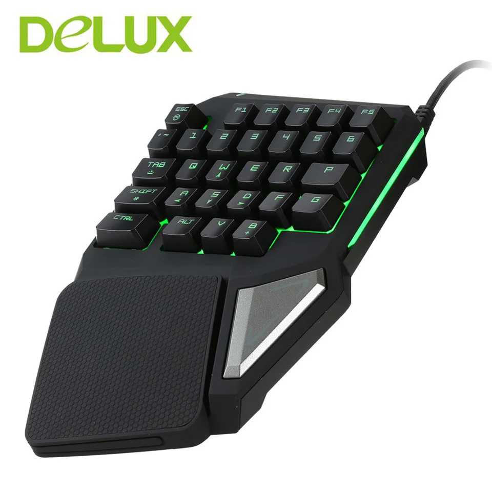 

Delux T9 Pro Programmable Keys Single Handed Game keyboard one hand Ergonomic Gaming Keypad For PUBG gun PC Laptop