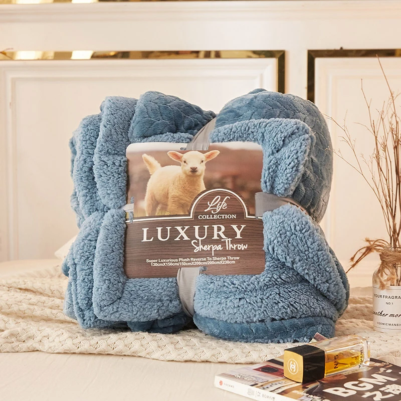 Роскошное кашемировое одеяло, зимнее толстое Двухслойное шерстяное одеяло 150x200 см, теплое удобное утяжеленное Фланелевое Флисовое одеяло - Цвет: Model 3
