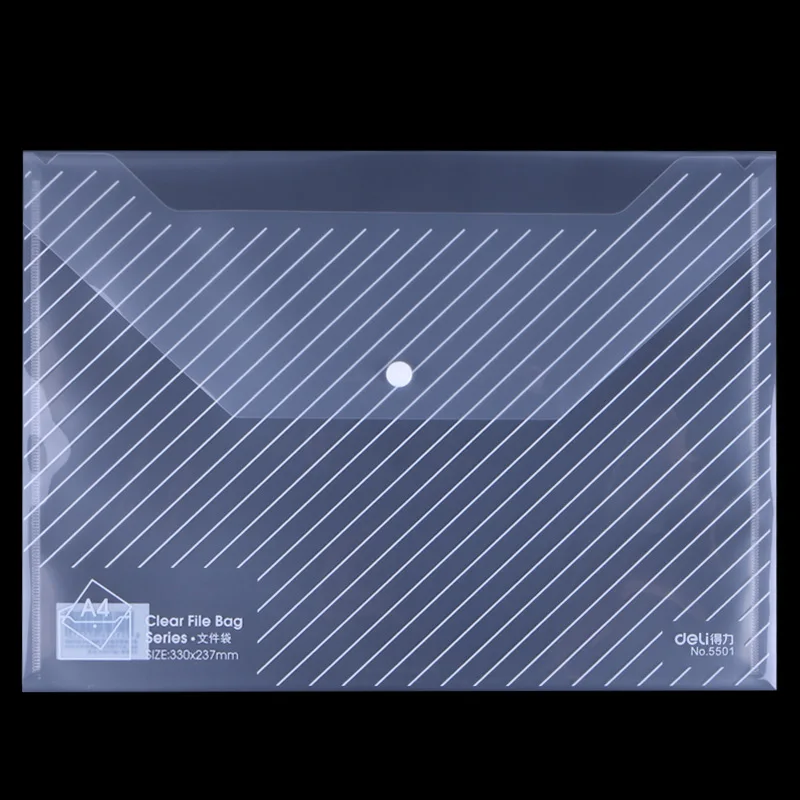 

Deli 5501 File Holder A4 Transparent Briefbag/Snap Closure File Bag Waterproof File Holder Single Price