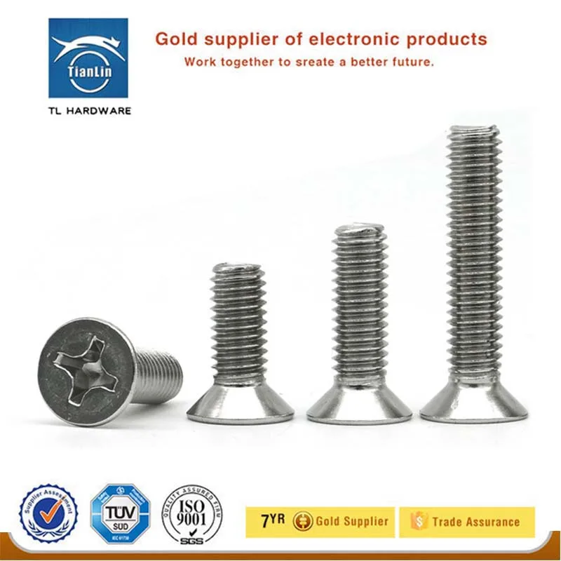 M2 M2.5 M3 Longitud 3-55mm tornillo tornillos de cabeza avellanada Cruz empotrada 304 tornillos de acero inoxidable de cabeza plana de la m/áquina tama/ño : M2x4 100pcs
