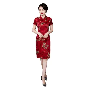 

Shanghai Story Chinese Traditional Clothing Vintage Qipao Dress Ladies Knee Length Cheongsam with Lining