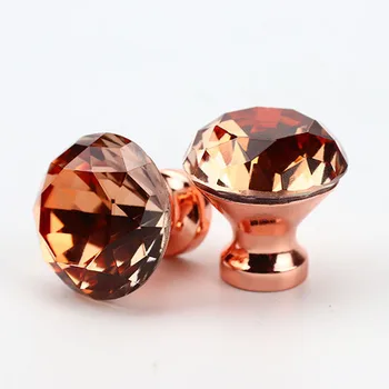 30mm Diamond Crystal Cabinet Knobs Handles Rose Gold Wardrobe Cupboard Drawer Knobs Pulls Kitchen Furniture Door Handle Hardware