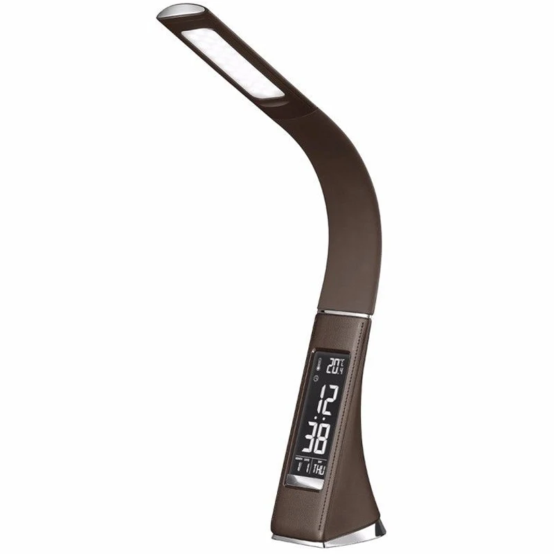

Hot 5W Led Lamp Dimming Press Skin Texture For Reading Lamp With Alarm Clock-Coffee