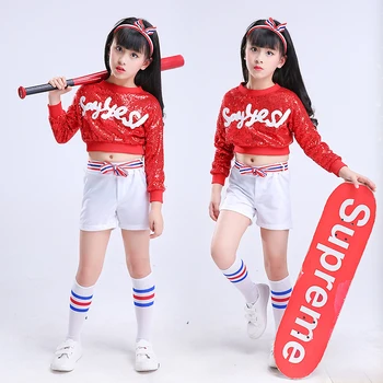 

Children's Jazz dress sequins modern hip-hop hip-hop basketball football baby cheerleading Costume