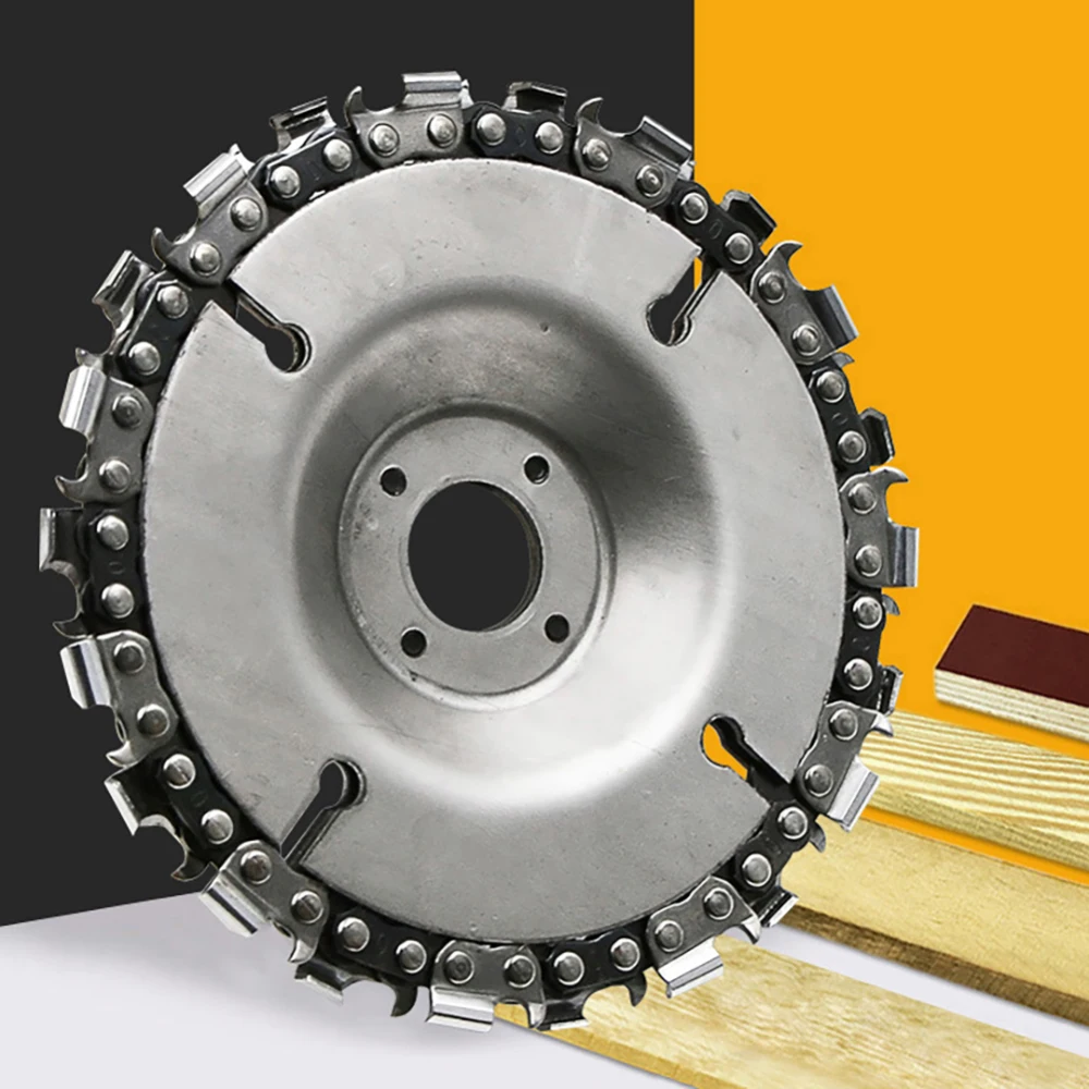 4 Inch Chain Grinder Chain Saws Disc Woodworking Chain Plate Tool Multi-Functional Wood Carving Disc Angle Grinding Tool