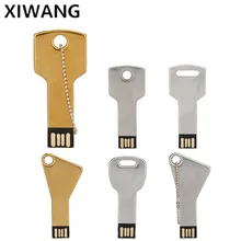 USB флеш-накопитель 32 ГБ в форме ключа, usb накопитель 2,0 128 Гб 64 ГБ, металлический золотой флеш-накопитель 16 ГБ, карта памяти 8 ГБ 4 ГБ, бесплатный логотип на заказ