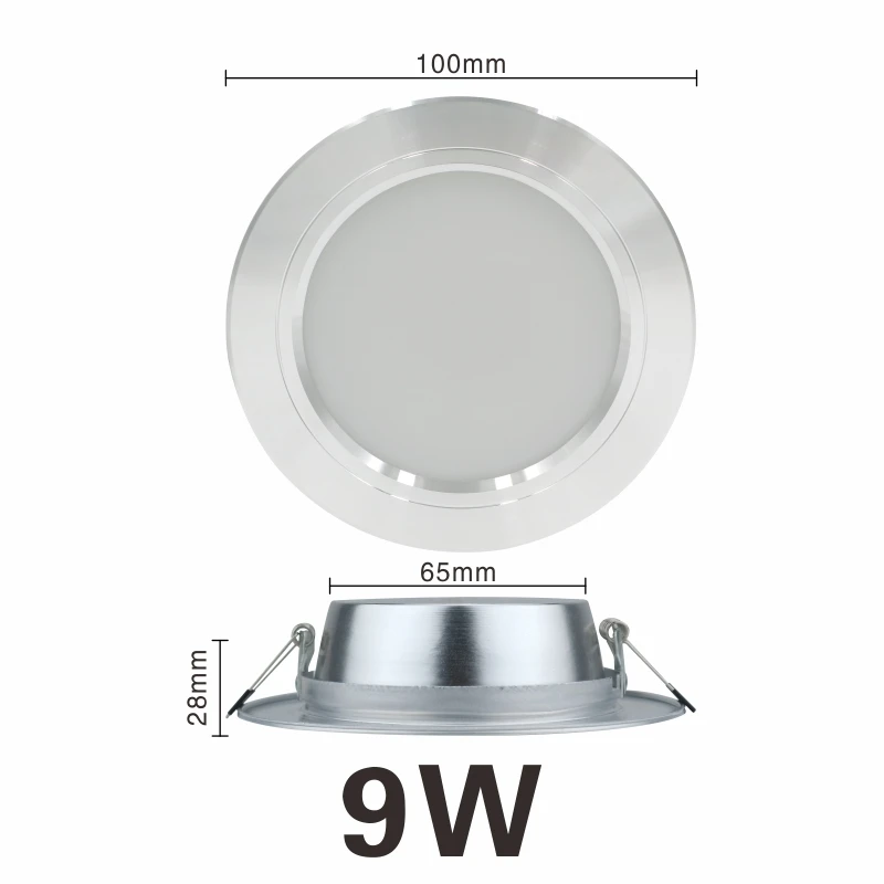 LED Downlight Silver Ultra Thin Aluminum 5W 9W 12W 15W 18W Down Light 220V 230V 240V Round Recessed Spot Lighting - Испускаемый цвет: 9W 220V