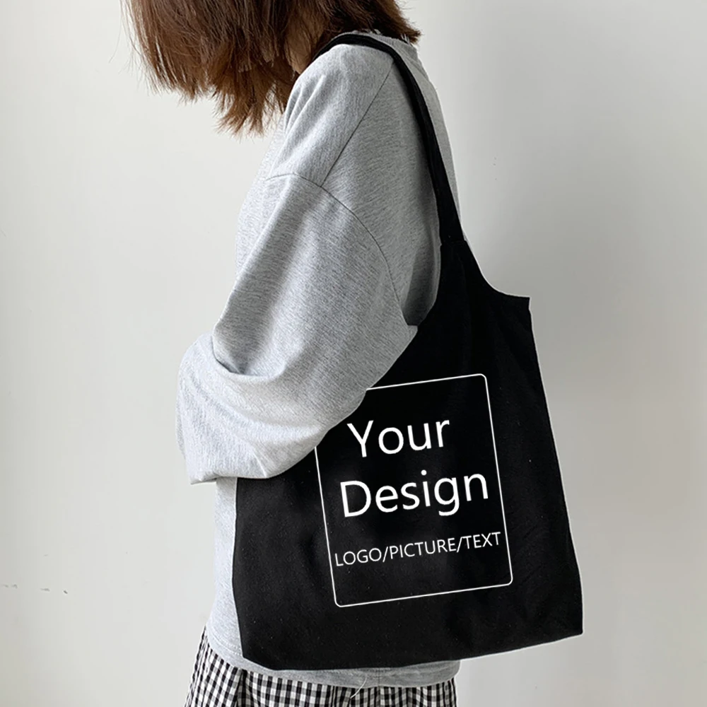 2 Pack Tote Bag Custom Add Your Text Print Original Design White Zipper  Unisex Fashion Personalized Canvas Bags - AliExpress