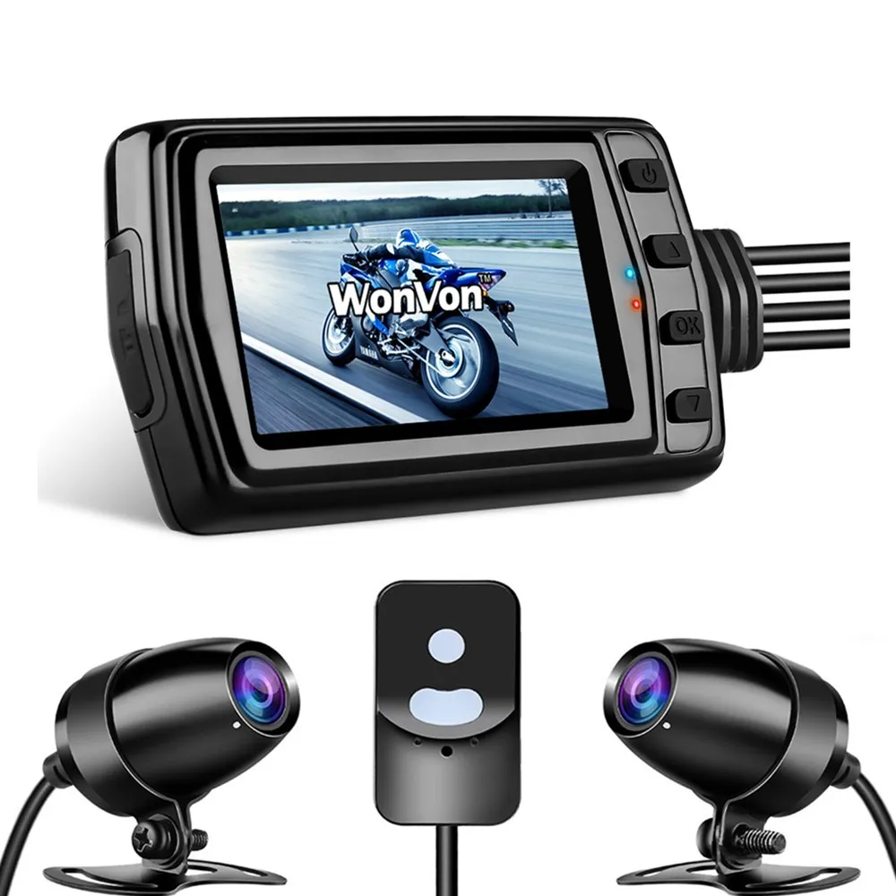 

WonVon MT011 Waterproof Motorcycle Dash Camera GPS WiFi Dual DVR Camera HD 1080P Front and Rear Dash Cam Support 128GB max