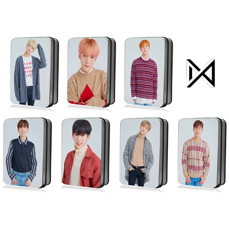 

Kpop MONSTA X Shownu Won Ho Kihyun I.M Minhyuk Polaroid Photo Lomo Card Fashion MONSTA X Fans Gifts Metal Box 30PCS Cards