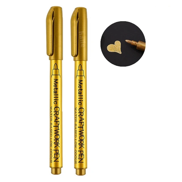 Haile Liquid Mirror Marker Silver Markers Pen DIY Reflective Paint Pens Mirror Markers Chrome Finish Metallic Art Craftwork Pen Metal Gold-2pcs