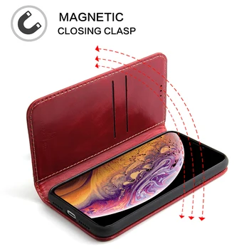 

Fierre Shann Real Leather Wallet Phone Case for iPhone XR XsMax Plus Case Coque iPhone 11 11Pro 11ProMax Case Flip Cover Funda