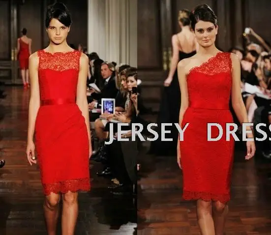 

vestido de noiva 2018 dinner sexy sleeveless one shoulder party elegant brides short lace red mother of the bride dresses