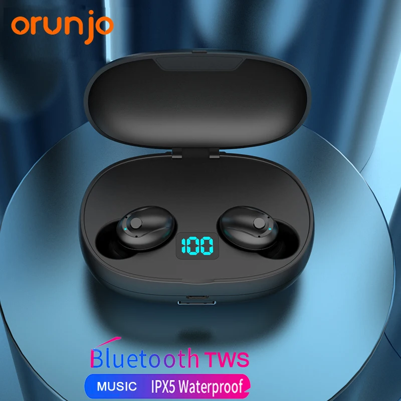 

Orunjo T5s TWS Bluetooth Earphone V5.0 Earbuds LED Power Display Sports Stereo Wireless Headset With Mic Ipx6 Waterproof
