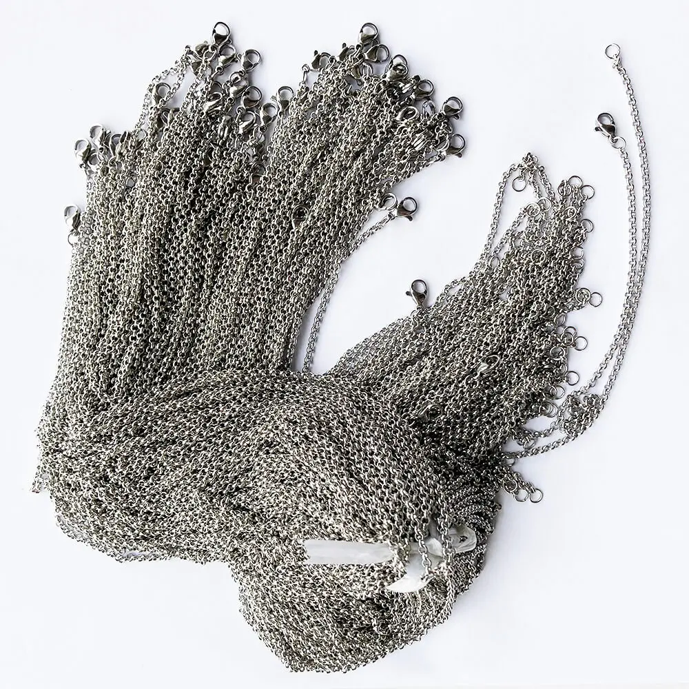 

2.5mm Stainless Steel O Chain includes Lobster Clasp and Loop for DIY Necklace Accessories Total Length 49-50cm- 10 pieces / lot