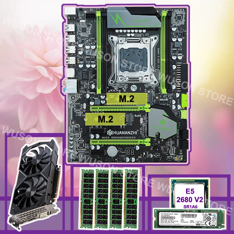HUANANZHI X79 материнская плата с 512G NVMe SSD скидка CPU Xeon E5 2680 V2 RAM 64G(4*16G) видеокарта GTX1050Ti 4G |