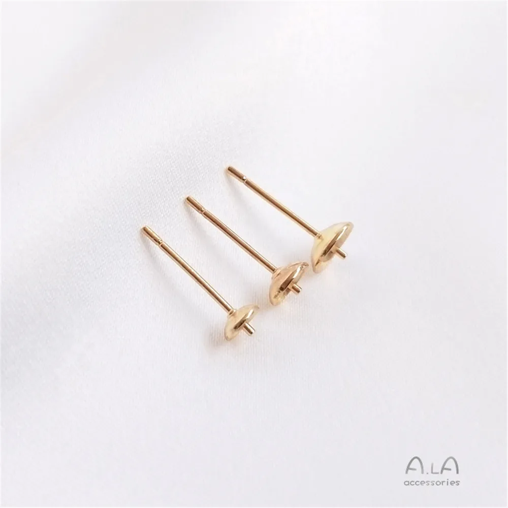 14K Gold Filled Half hole cup needle ear nail paste pearl ear pin ear bracket handmade DIY ear accessories 14K Gold Filled Half hole cup needle ear nail paste pearl ear pin ear bracket handmade DIY ear accessories