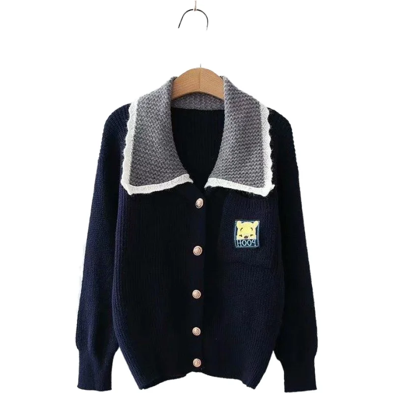 

Women's Mori Girl Fresh Sweet Turn-down Collar Straight Knit Sweater 2020 Autumn Winter Single Breasted Loose Cardigan