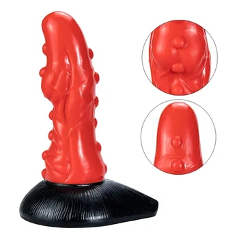 2021 New 18.3CM Red Black Huge Monster Cock Wide Thick Anal Butt Plug Realistic Dildo G-spot masturbator Adult Women Sex Toys 3