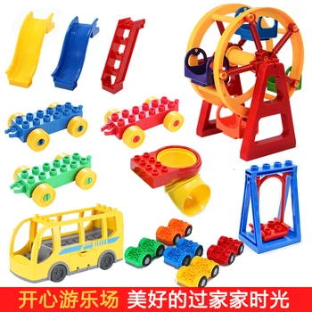 

Compatible with Lego Large Particle Building Blocks Accessories Playground Ferris Wheel Swing Pipe Slide Stairs Creative Toys
