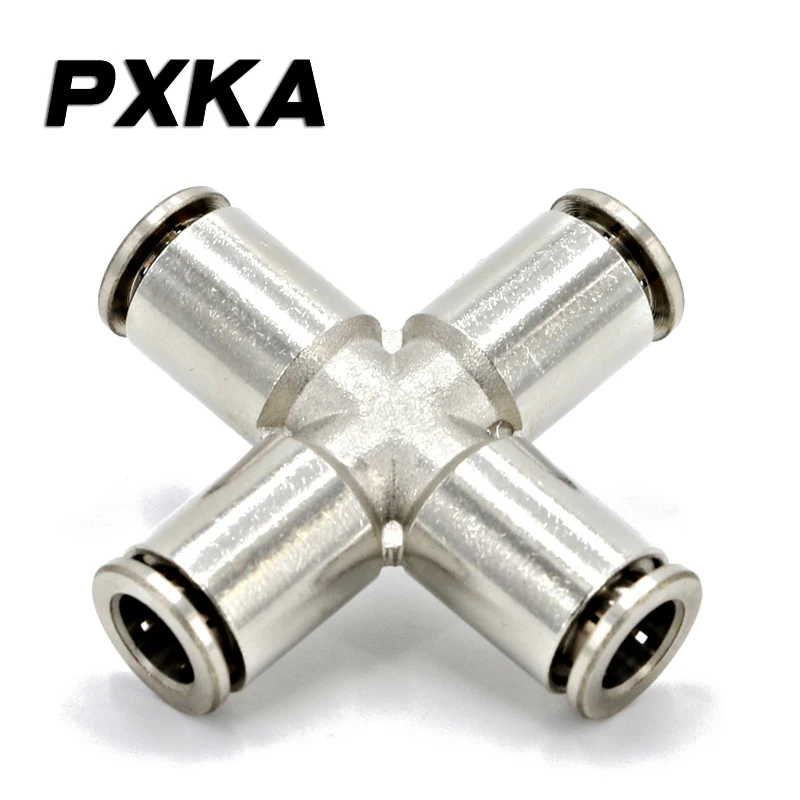 

Free shipping Pneumatic connector quick plug four-way butt joint 8 mm copper metal 6 mm hose four plug