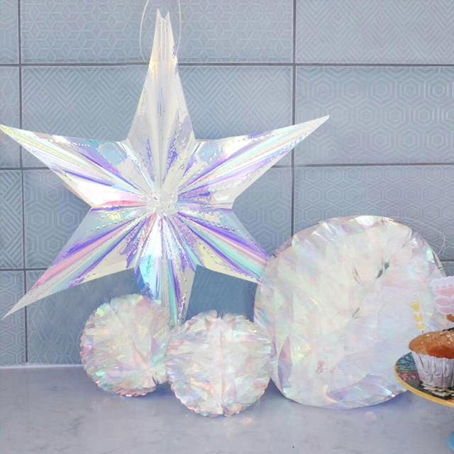 다양한 이벤트에 활용할 수 있는 3Pcs 큰 반짝이 레이저 파티 DIY 매달려 장식 스타 펜던트