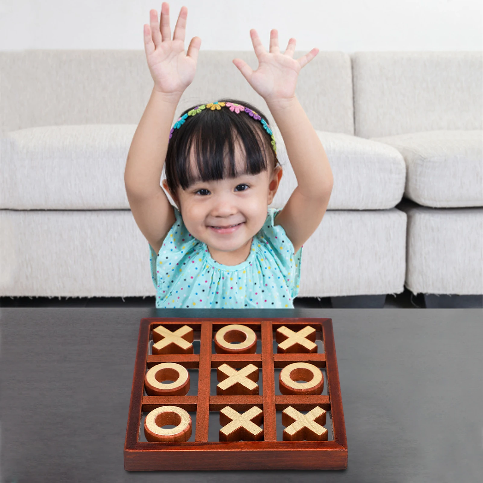 Juego de mesa familiar de madera, juego de cartas y cruces, para fiestas familiares e invitados