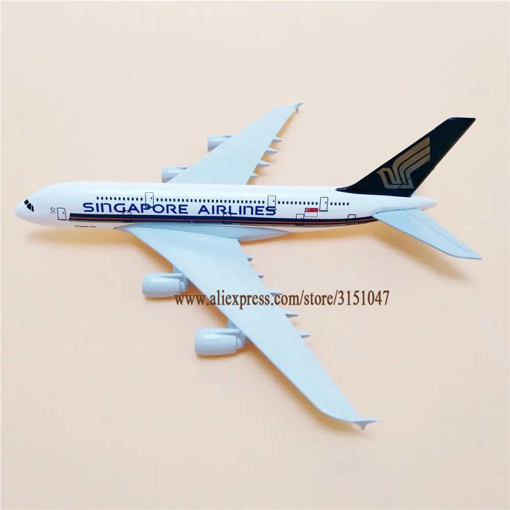 Сплав металла Air SINGAPORE Airlines A380 модель самолета Сингапур Airbus 380 Airways модель самолета Стенд самолет подарки 18 см
