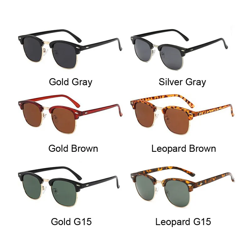 Vintage Polarized Sunglasses Woman Brand Designer Retro Female Driving Sun Glasses Fashion Semi-Rimless Travel Oculos De Sol