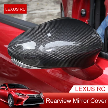 

1Pair Carbon Fiber Car Rear View Mirror Cover Cap Auto Exterior Black Side Mirror Cover Trim Shell Sticker For Lexus RC200T 300