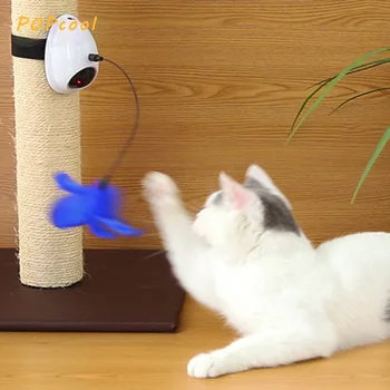

unny Cat Toy Mouse Double Effect Electric Cat Toy Feather Rotating Laser Pet Toy Fun Exercise Kitten Cat Toy Pet Suppliers
