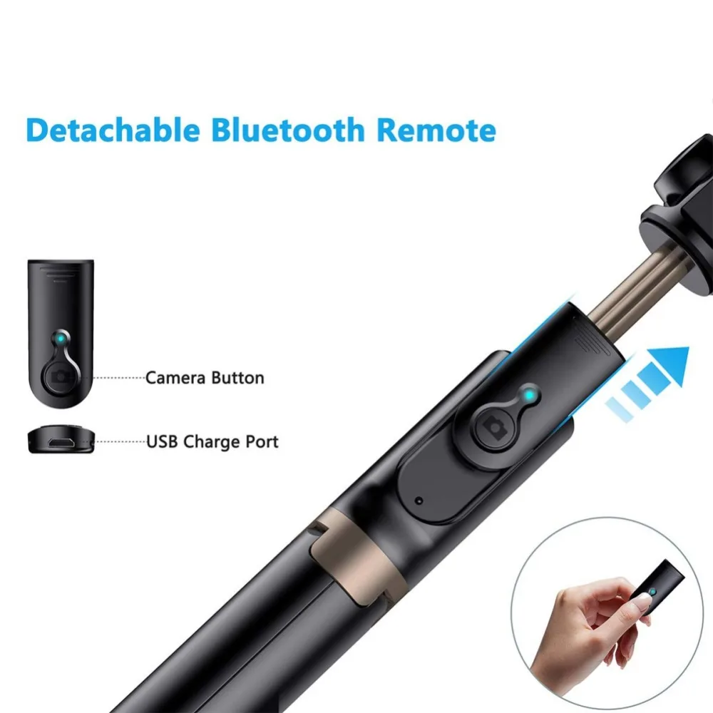 Новая портативная селфи-палка для Bluetooth, поворачивающийся складывающийся на 360 градусов Универсальный штатив-Трипод для телефона черного и розового цвета