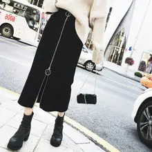 Осенние юбки, сексуальные юбки-карандаш для женщин, посылка, юбка на бедрах с молнией, модная повседневная женская длинная прямая юбка, хит