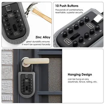 

Password Outdoor Key Safe Box Metal Keys Storage Boxes Padlock Key Securit Safe Resettable Holder Hider Lock Box