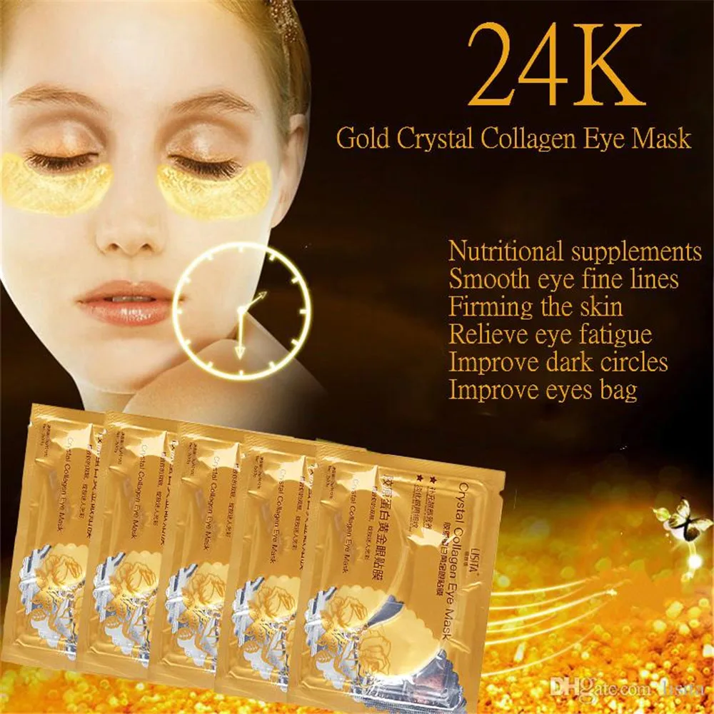 

50 Pairs 24K Gold Eye Mask with Collagen Hyaluronic Acid Treatment for Puffy Eyes, Dark Circles Anti Aging and Wrinkles