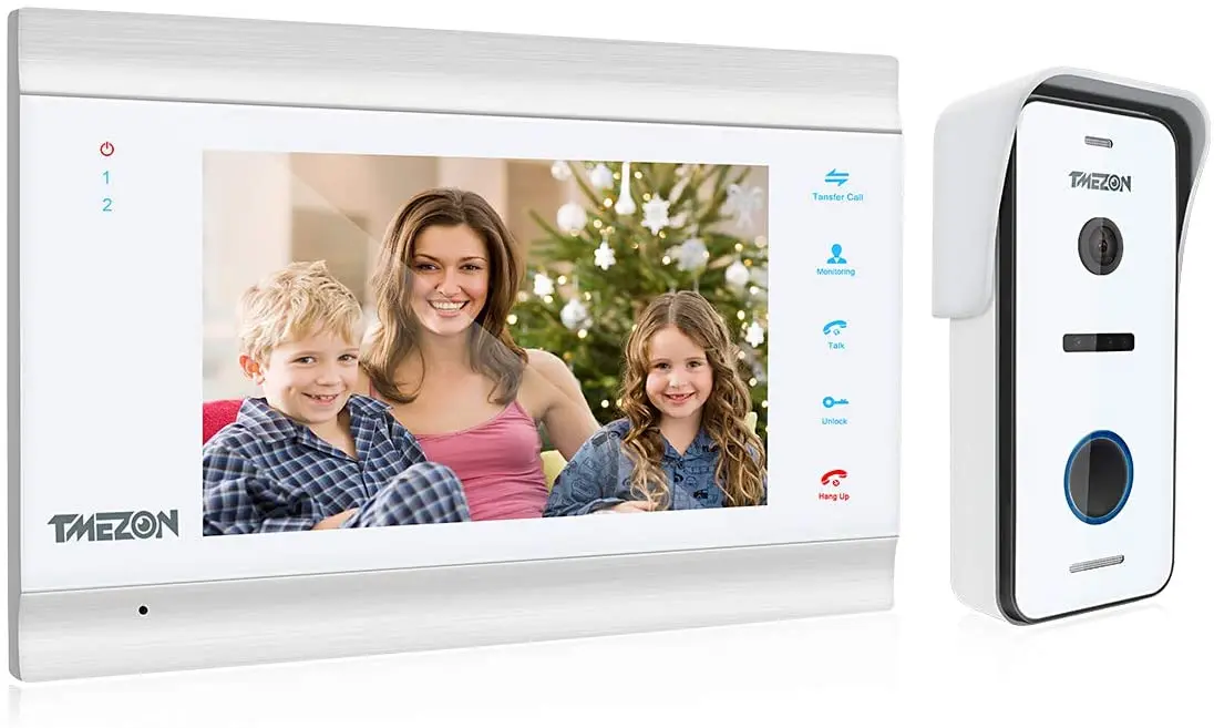 video intercom indoor station TMEZON video door intercom doorbell intercom system, 1080P 7 inch 1 monitor 1 camera touch button, night vision door video intercom Door Intercom Systems