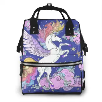 

Unicorn With Clouds And Stars Baby Nappy Changing Diaper Mummy Bag Maternity Backpack Bag Stroller Baby Care Waterproof Backpack
