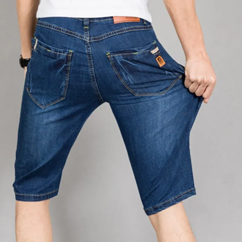 Мужские Стрейчевые короткие джинсы модные повседневные облегающие эластичные джинсовые шорты высокого качества мужские 2019 новые летние