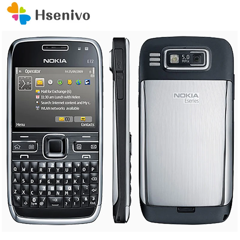 E72 100% оригинальный Nokia мобильный телефон 3G Wifi GPS 5MP черный разблокированный