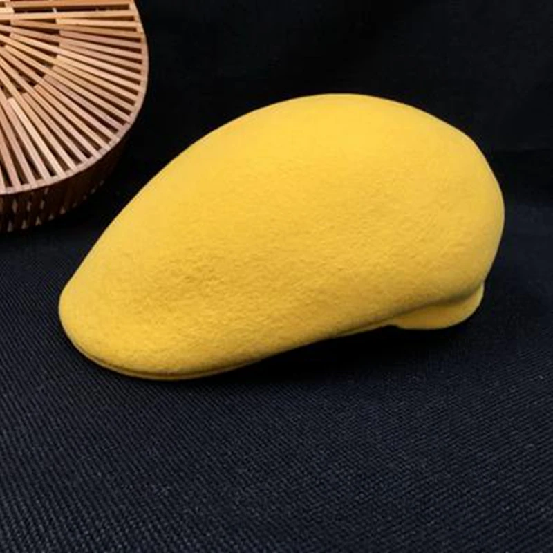 yellow Благородная Модная женская шапка, берет, шерстяная шапка, весенняя и Летняя женская шапка - Цвет: yellow