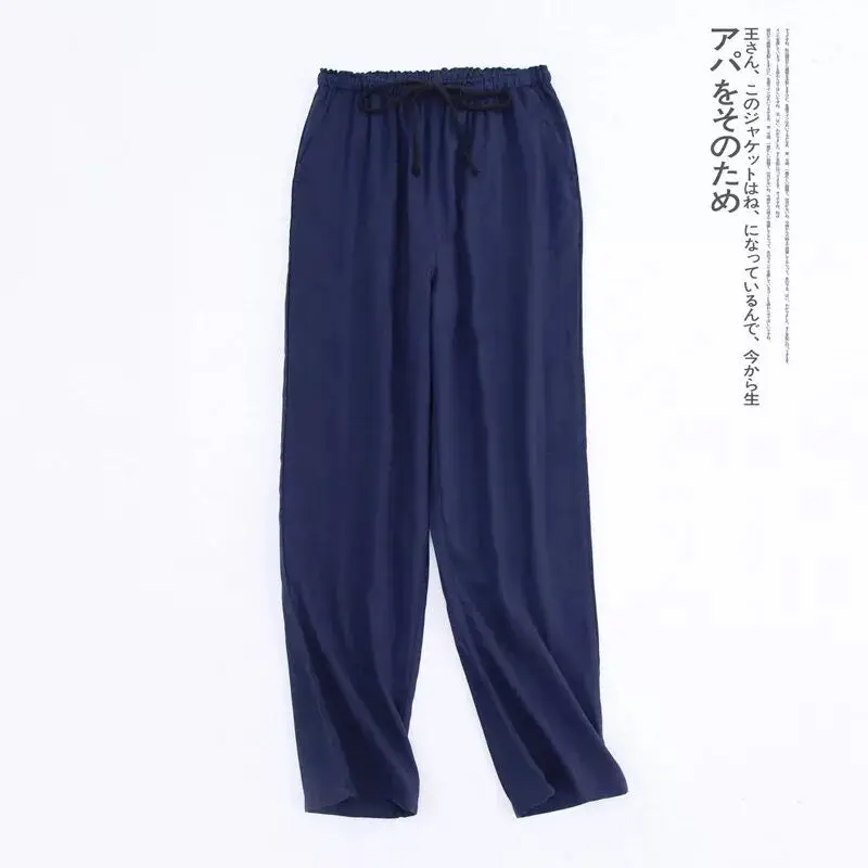 Spring Couples Cotton Gauze Sleep Pants Ladies Home Tie Pajama Pant Men's Bottom Pants Sleeping Pants Woman Pajama Bottoms