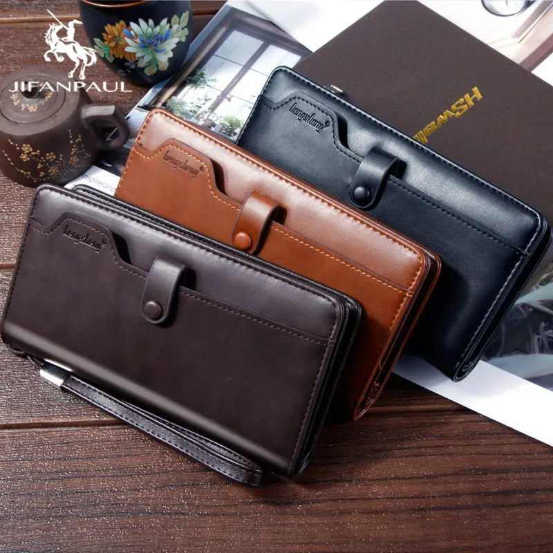 

JIFANPAUL New Men's clutch bag wallet men wallet men's long US dollar clip multi-function mobile phone bag zipper small handbag