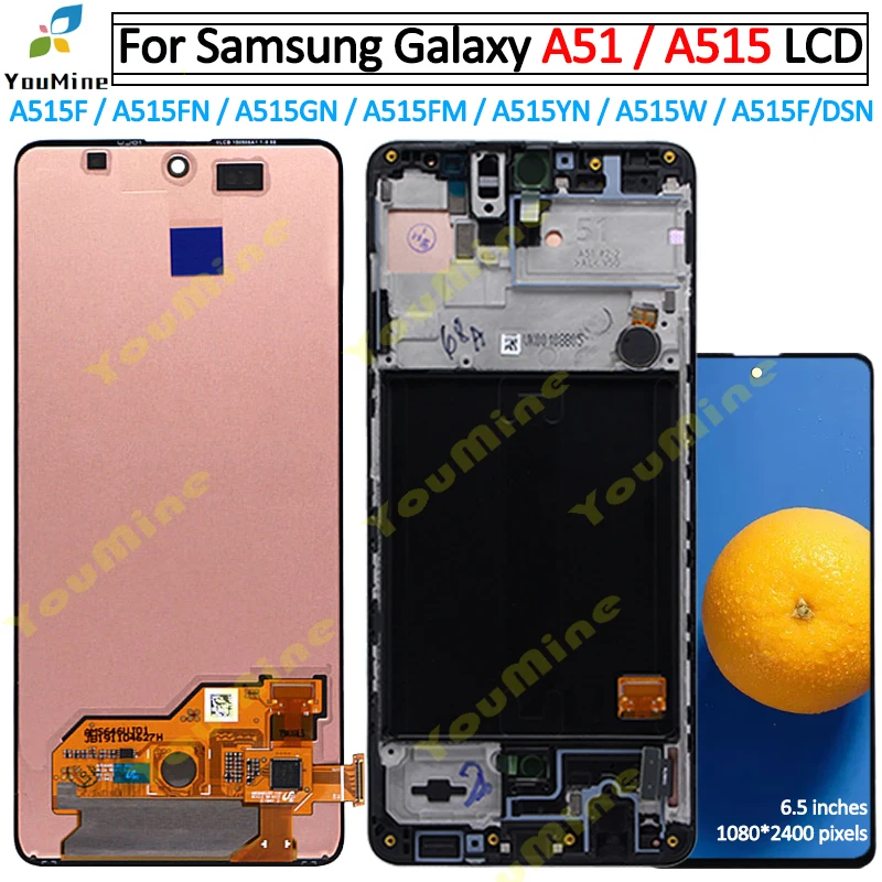 ЖК дисплей с рамкой для Samsung Galaxy A51 дигитайзер датчиком в сборе A515 A515F A515F/DS A515FD