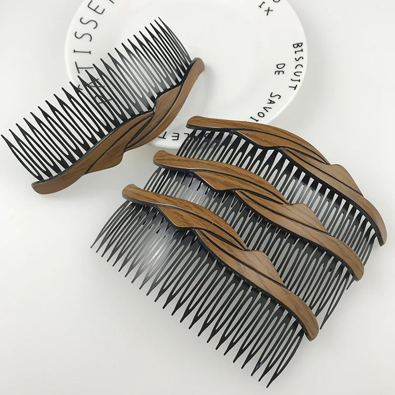 

Manufacturers Direct Selling Classic Style Plastic Comb Hair Comb Leaf Streamlined 24 Tooth High Quality Vintage Wood Grain Bang
