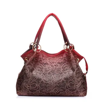 

Top-handle Bags for Women Hollow Out Ombre Handbag Floral Print Shoulder Bags Ladies Pu Leather Tote Bags Vintage Bolsa Feminina