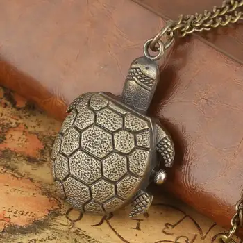 

Exquisite Tortoise Shape Pocket Watch High Quality Bronze Alloy Case Pocket Watches Classic Full Hunter Pendant Watch for Men
