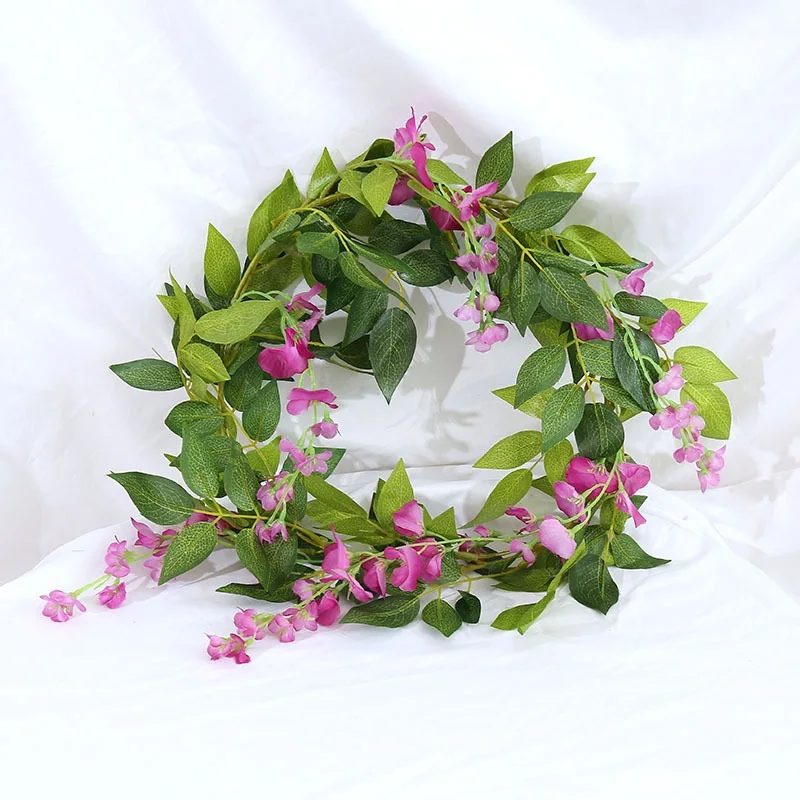 2 Pezzi Ghirlanda Di Glicine Artificiale - Vite Fiorita Lunga 2 Metri - Rosa - Per Decorazioni Casa, Matrimoni E Giardino - 5