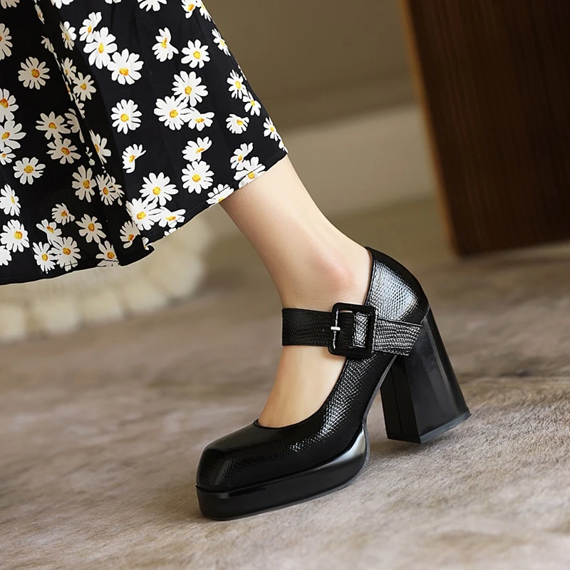 red platform mary janes