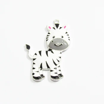 

Wholesale Newest 48mm*30mm 10pcs/lot All Enamel Farm Animal/Zebra Pendants For Chunky Kids Jewelry/ Necklace Making