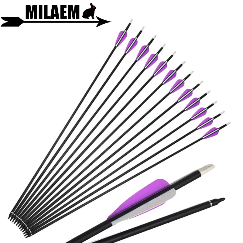 

6/12/24pcs 32inch Archery Mix Carbon Arrow Spine 500 ID6.2mm Replace Arrowhead Recurve/Compound Shooting Hunting Accessories